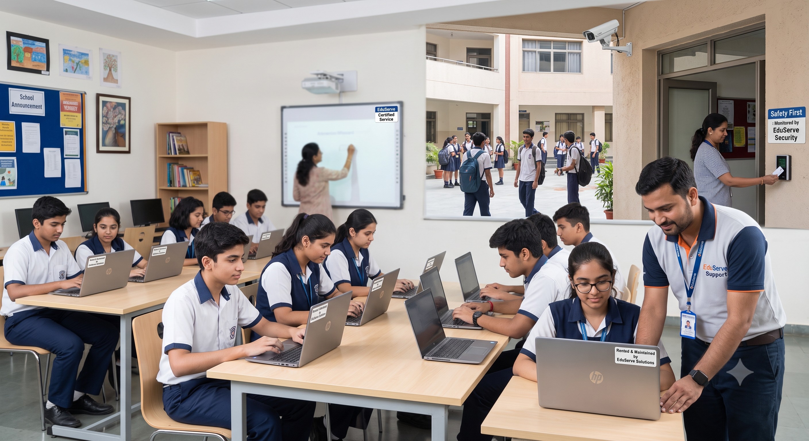 School classroom equipped with Total Tech Serve hardware and security